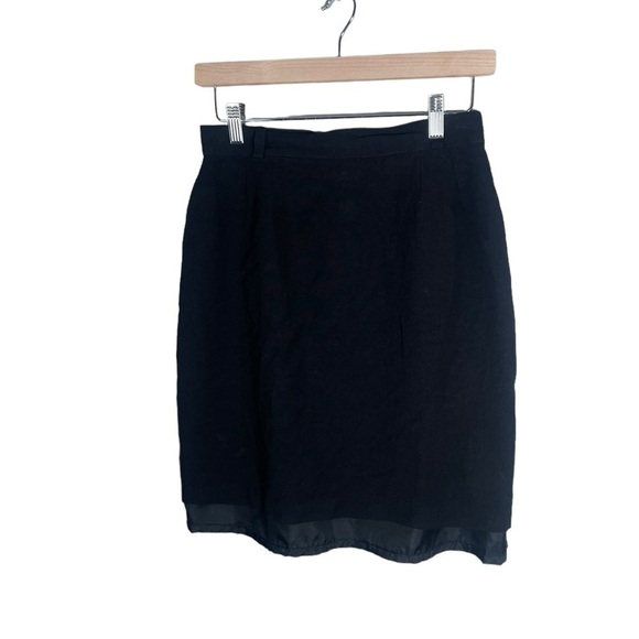 Vintage Linen Skirt Black Lined 11 Mini Pencil Skirts Contemporary Spring Summer - Picture 8 of 10